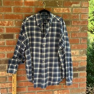 Ralph Lauren Button Down Mens Blue and White Business Work Preppy Polo size XL